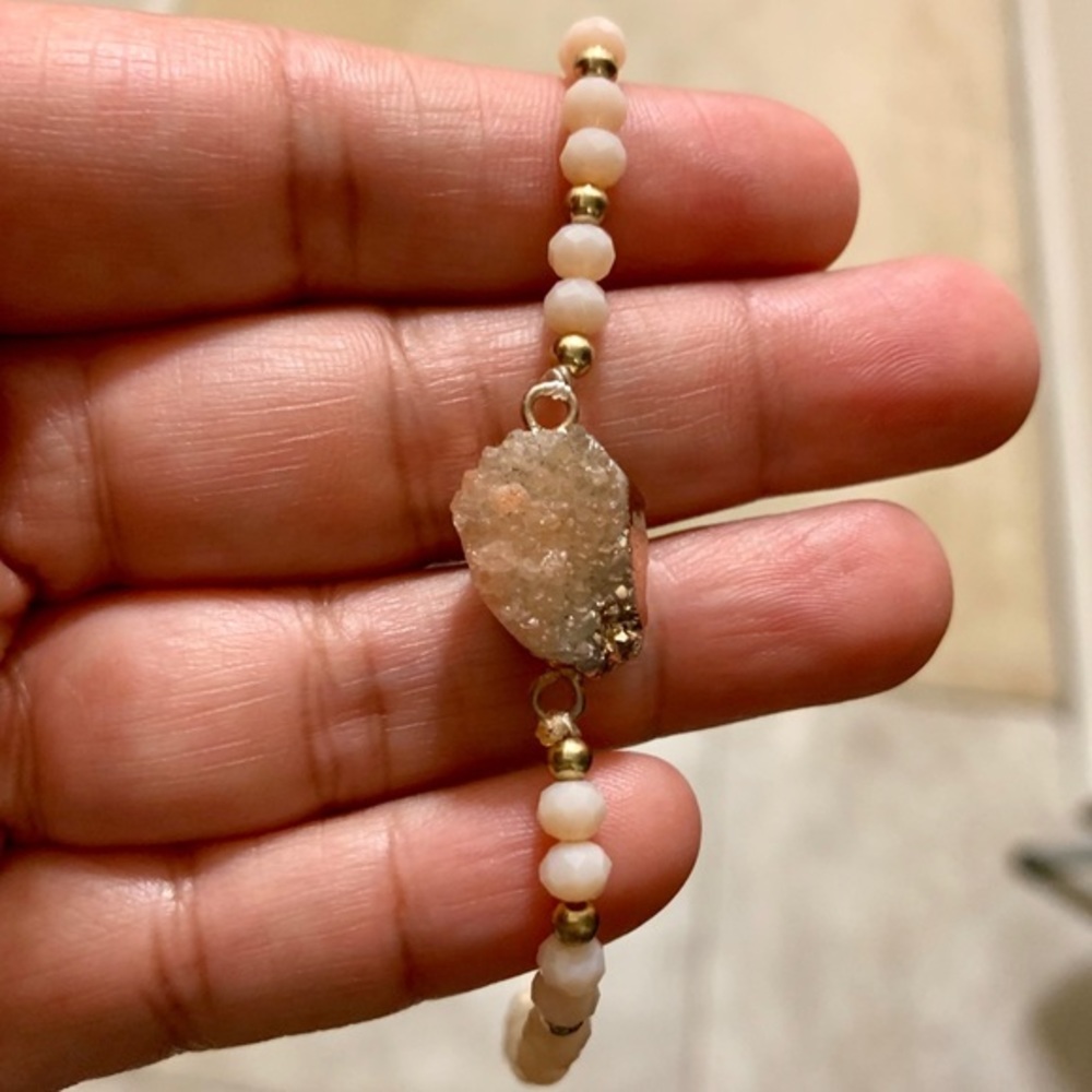 Precious stone rose tone bracelet